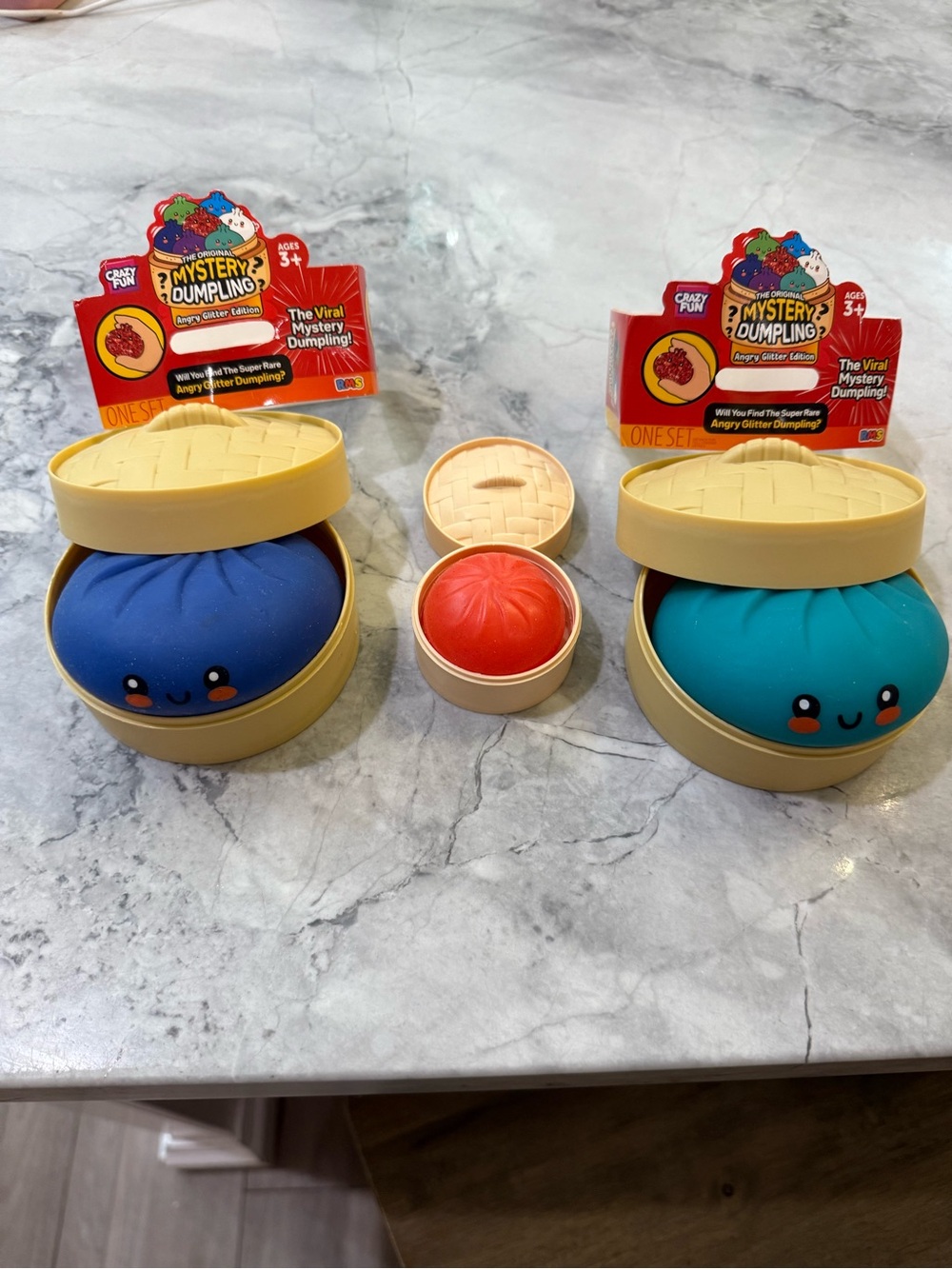 Blue, Teal, and red RMS Mystery Dumpling Angry Glitter Edition